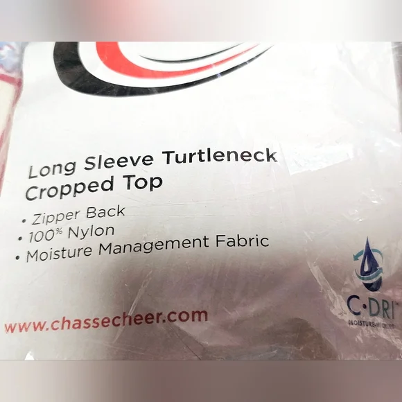 (2) Chasse Cheer Cropped Bodyliner Zippered Turtleneck - Picture 4 of 5